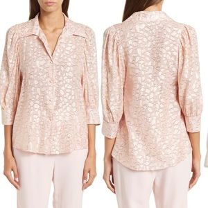 Stella McCarthy Metallic Spots Woven Silk Top, Light Pink, Euro size M NWT